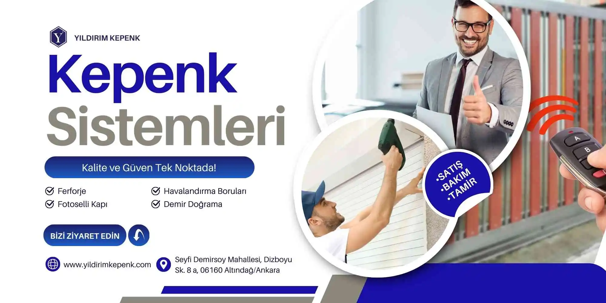 Sanayi alanında kaliteli kepenk sistemleri ve tamir, bakım, montaj hizmetleri sunan Yıldırım Kepenk'in tanıtım görseli.